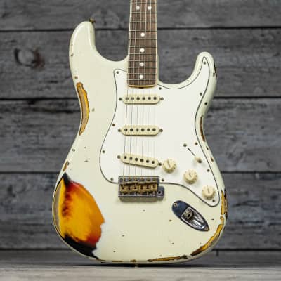 Fender Custom Shop W21 Ltd '67 Heavy Relic Stratocaster - Aged Olympic White over 3-Tone Sunburst image 1