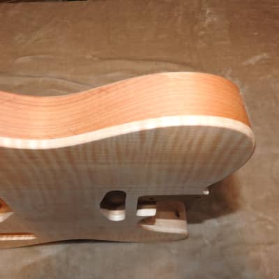 Unfinished Telecaster Body Book Matched Figured Flame Maple Top 2 Piece Alder Back Chambered, Standard Tele Pickup Routes 3lbs 14.5oz! image 25