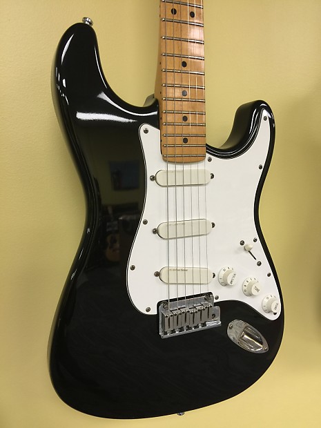 1989 Fender Stratocaster Plus Electric Guitar Black Strat Gold Lace Sensor image 1