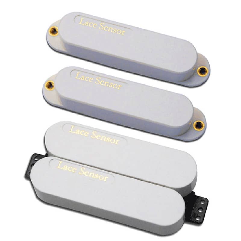 Lace De-Luxe Plus Sensor Set (2 x Gold Sensors & 1 x Dually Gold/Gold Humbucker) White image 1