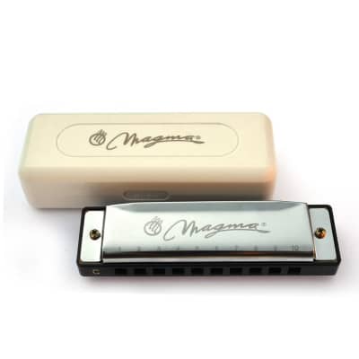 Magma Harmonica, 10 Holes 20 Tones Blues Diatonic Harmonica Key of C For Adults, Beginners, Professional Player and Kids, as Gift, Silver (H1004S) image 4