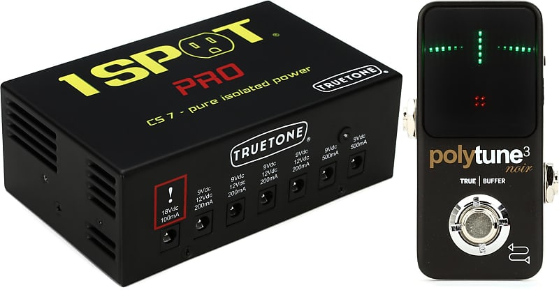 Truetone 1 SPOT PRO CS7 7-output Isolated Guitar Pedal Power Supply Bundle  with TC Electronic PolyTune 3 Noir Mini Polyphonic Tuning Pedal | Reverb