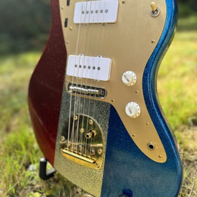 2017 Buck Owens Revelator JazzCaster Jazzmaster - Red White and Blue Sparkle image 2