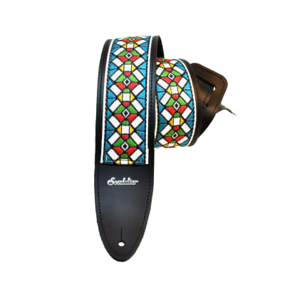 Souldier 'Torpedo' Leather Guitar Strap - Stained Glass Blue image 3