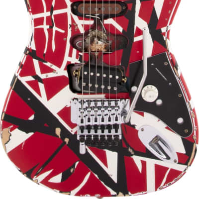EVH Striped Series Frankenstein Frankie, Maple Fingerboard, Red with Black Stripes Relic image 2