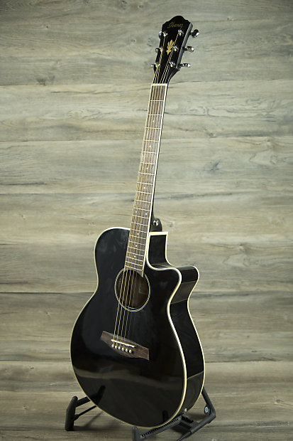 ギター Ibanez AEG8E Ibanez AEG8E-BK Cutaway Semi-Acoustic Guitar With EQ