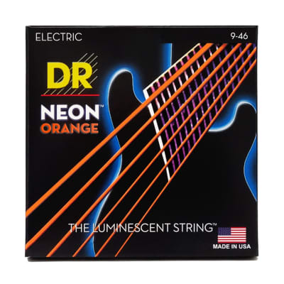 DR Strings - Neon Orange 9-42 Light Guitar Strings - The Luminescent String for sale