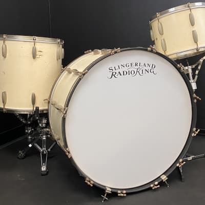 Slingerland 14x28/9x13/16x16" 40s Radio King Drum Set - White Lacquer Paint image 2