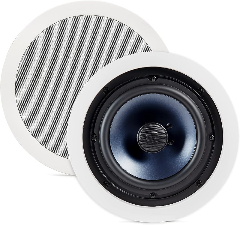 Polk Audio RC60i 2-way Premium In-Ceiling 6.5&quot; Round-Speakers (Pair) Perfect for Damp and Humid Indoor/Outdoor Placement (White, Paintable Grill) (Open Box)  			