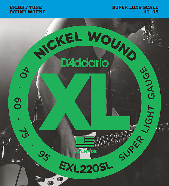 D'Addario EXL220SL Nickel Wound Bass Guitar Strings, Super Light, 40-95, Super Long  Scale image 1
