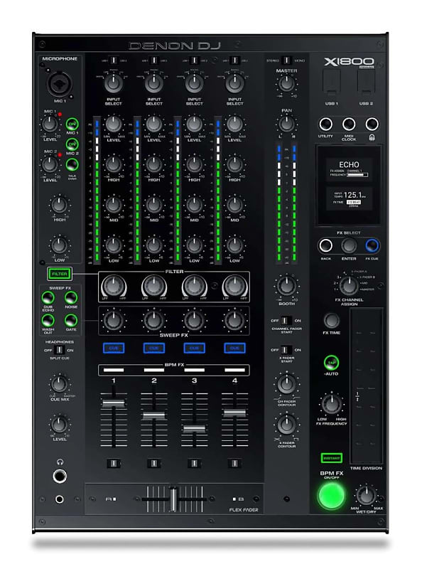 Denon X1800 PRIME Professional 4-Channel DJ Club Mixer (DEMO)