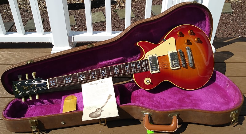 Gibson Les Paul Pre Historic Reissue Flowers Crazy Rare 1983 - Cherry Sunburst image 1