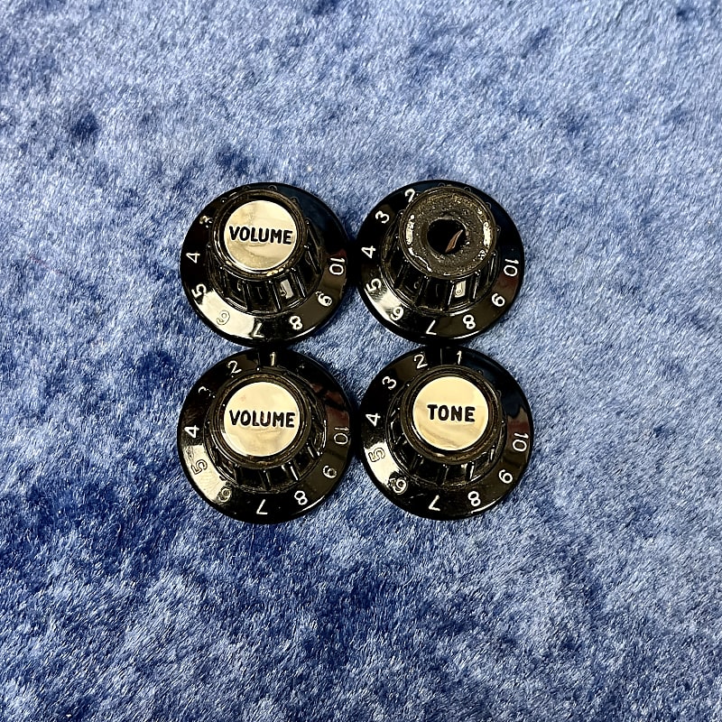 Vintage Set of Hagstrom Knobs 1960's Black Volume & Tone Reverb