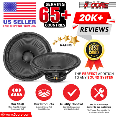 5 Core 15" Inch PA DJ Audio Subwoofer Replacement Speaker Sub Bocina Orador Black PP CONE with rubber edge 8 Ohm , 350 W , Loudspeaker  15 185 AL 350W image 14