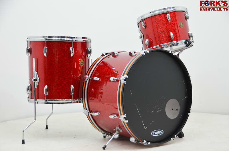 Used 1950's/1960's Recovered Gretsch 3pc Drum Kit - "Red Sparkle" image 1