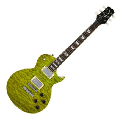 Wildwood WLP-QM Single Cutaway Green Quilted Maple Top Humbucker Electric Guitar LP Style for sale