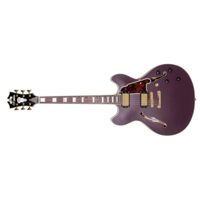 D'angelico Deluxe DC w/ Stop-bar Tailpiece Left-Handed - Matte Plum B Stock image 4