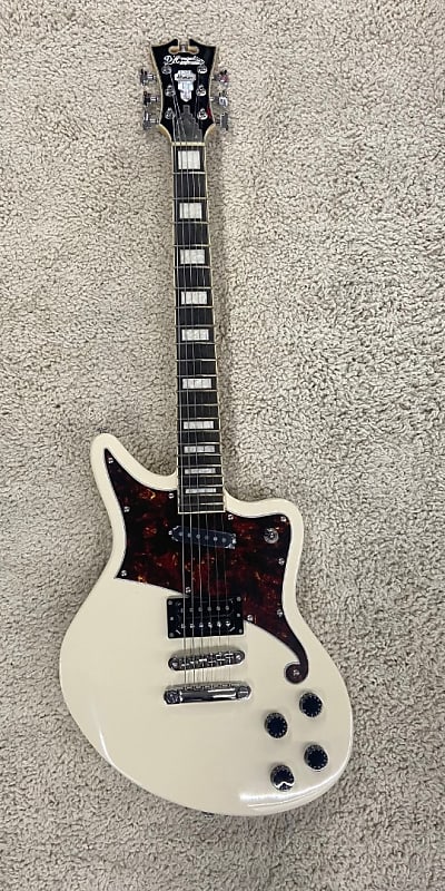 D'Angelico Premier Bedford Solid Body Electric Guitar, Antique White w/Bag image 1