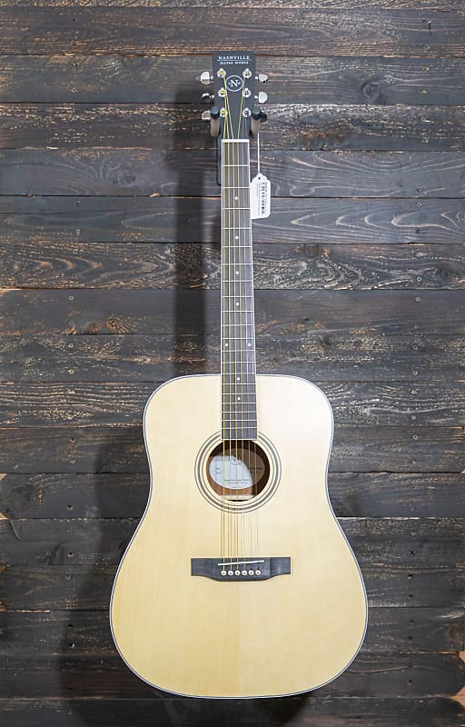 Nashville Guitar Works Natural Dreadnought Acoustic Guitar w/ Reverb