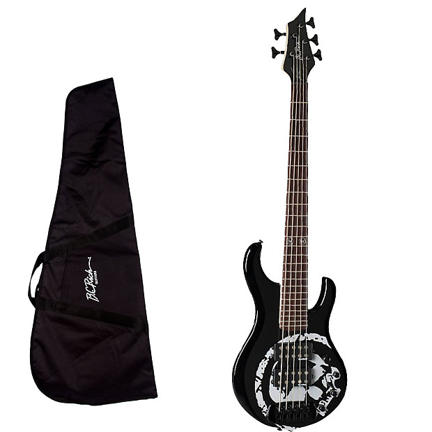 B.C. Rich John Moyer Signature Havoc 5 String Electric Bass Guitar Black w Gig Bag