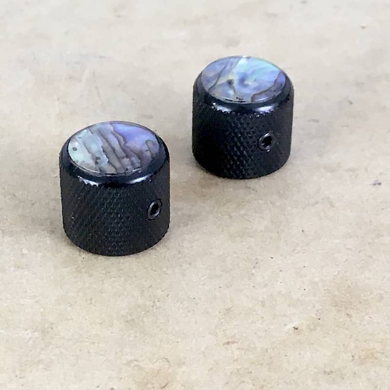 2 Dome Vintage Style Abalone Tops Telecaster Tele Knobs Black Natural Relic CTS image 1