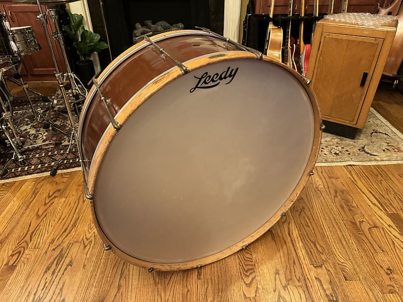 Leedy Concert Bass Drum 32”x11” 1920’s - Brown image 1