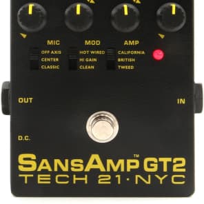 Tech 21 SansAmp GT2 Tube Amp Emulator Pedal image 8