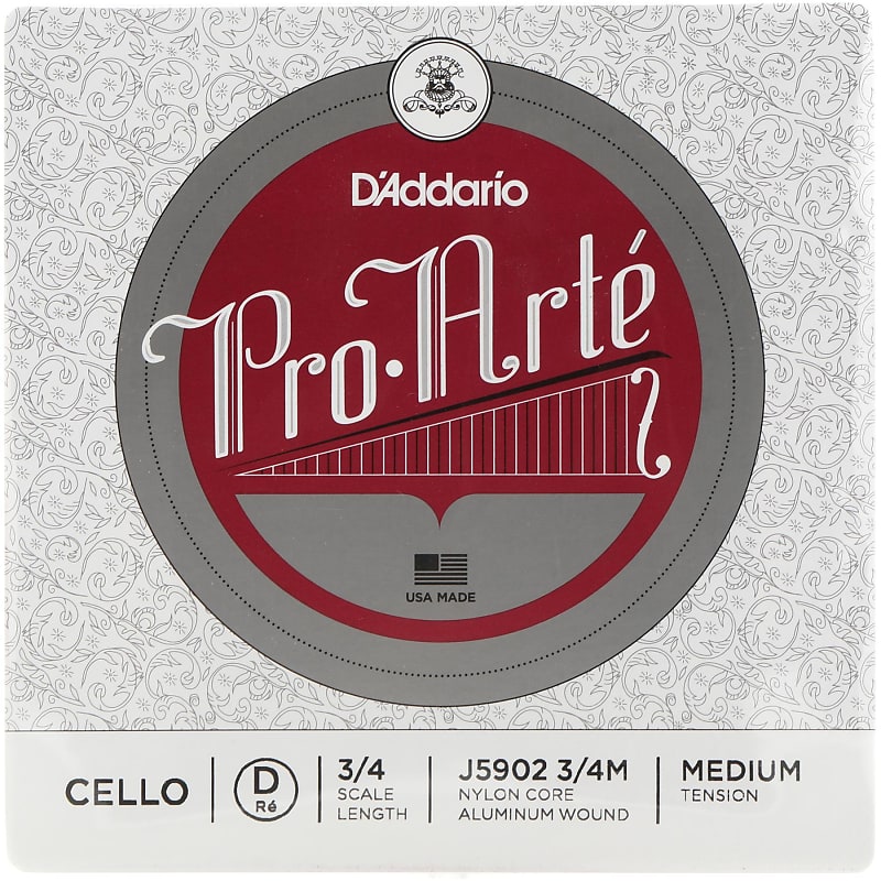 D'Addario J5902 Pro-Arte Cello D String - 3/4 Size  Medium Tension image 1
