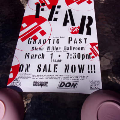 FEAR punk rock concert poster, with Chaotic Past & Butt Trumpet (not listed), early 90's, Cipollina image 1