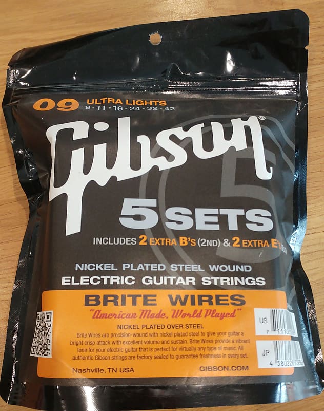 Gibson Brite Wires Electric Guitar 700UL 9 42 5 pack 2010s Light