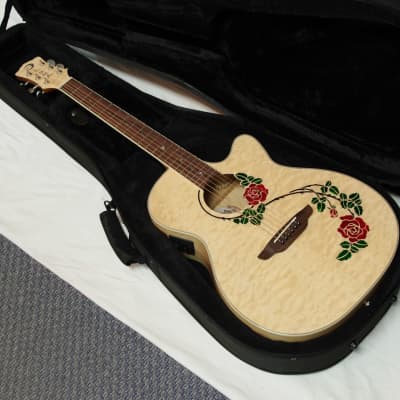 LUNA Flora Rose Quilt Maple Acoustic/Electric Guitar - Gloss Natural- NEW w/ CASE image 1