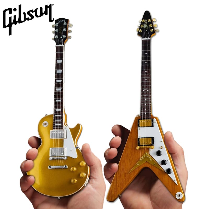 Axe Heaven Gibson Twin Pack Les Paul '57 Gold Top w/ Flying V Korina Mini Guitars image 1