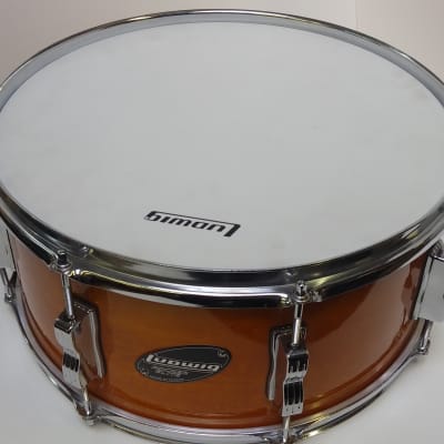 NEW! Ludwig Made In Taiwan Rocker Elite 6 x 14" Amber Lacquer Finish Snare Drum - Excellent Quality! image 1