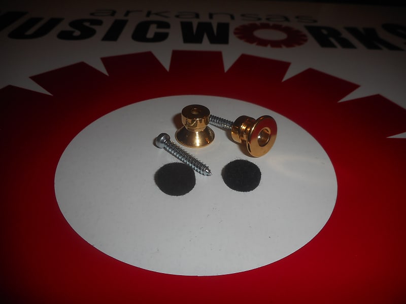 Buttons (2) For Dunlop Traditional Strap Lock System GOLD Reverb