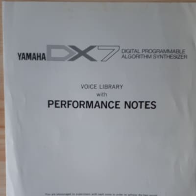 Yamaha DX7 Digital Programmable Algorithm Synthesizer  Voice Library with Performance Notes image 1