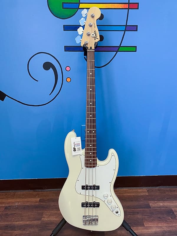 USED Fender MIM Black Label Squier Jazz Bass Olympic White 1996 Bass  Emerson wiring w/SKB Hard Case