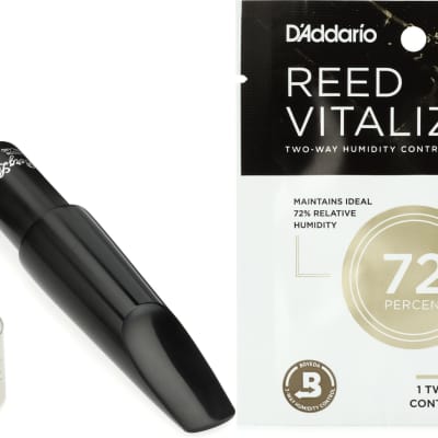 Berg Larsen Hard Rubber Baritone Saxophone Mouthpiece - 100/1  Bundle with D'Addario Woodwinds Reed Vitalizer Single Refill Pack - 72% Humidity image 1