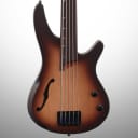 Ibanez SRH505 Bass Workshop Fretless Electric Bass, 5-String, Natural Brown Burst, Blemished
