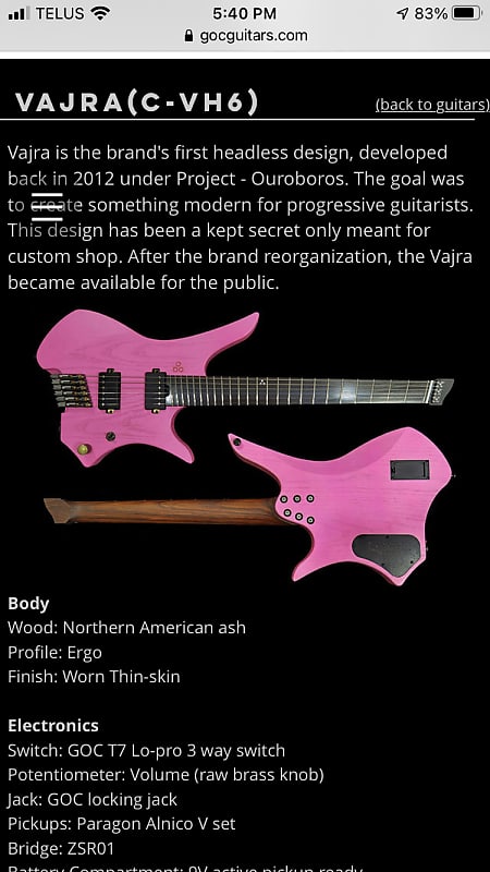 GOC Vajra 6 string 2021 Pink