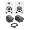 Pioneer DM-40-W - 21W 4" Two-Way Active Monitor (Pair, White) w/Cables & Pads