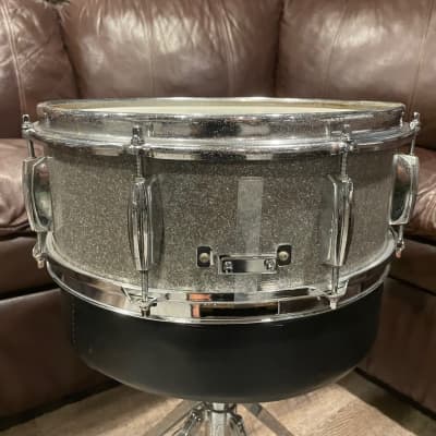 VINTAGE Rhythmline MIJ 14x5 snare drum 1960s - Silver Sparkle image 5