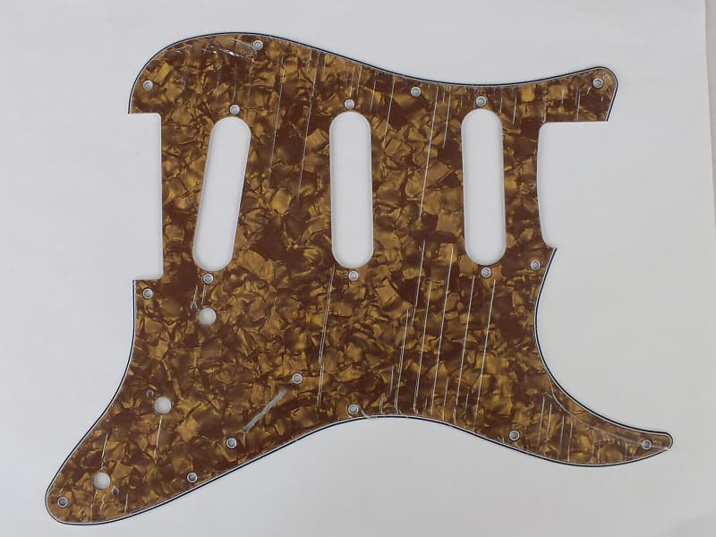 Gold Pearl 4 ply Scratch Plate Pickguard SSS to fit Fender | Reverb