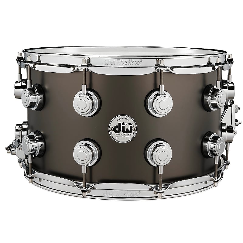 DW Collector's Series Satin Black Over Brass 8x14" Snare Drum image 1