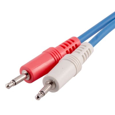 6 Foot Blue 3.5mm Stereo Male to Dual 3.5mm Mono Splitter Cable - Audio Y-Split image 3