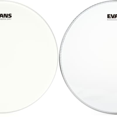 Evans Genera Dry Coated Snare Head - 14 inch  Bundle with Evans Snare Side Clear Drumhead - 14 inch image 1