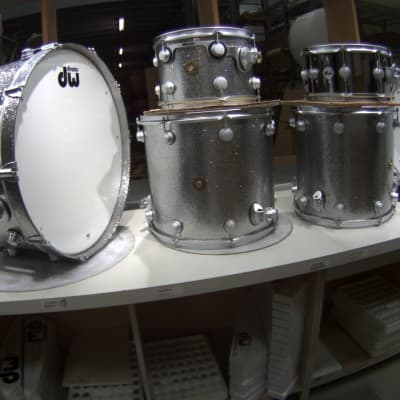 Frank Ferrer's Guns 'n' Roses, Steven Adler "Not In This Lifetime" Tour, DW Collectors 2010s - Silver Sparkle Lacquer. Complete Set! Signed by Whole Band!! image 24
