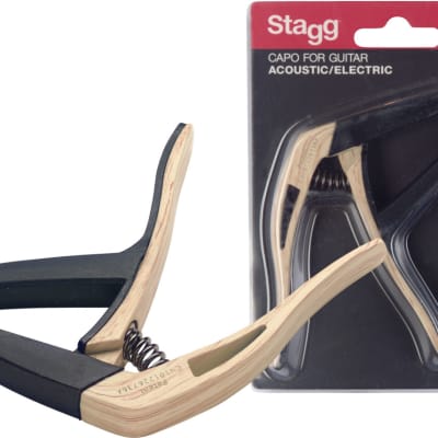 Stagg SCPX-CU Curved trigger capo for acoustic/electric GUITAR Light Wood Finish 2017 for sale