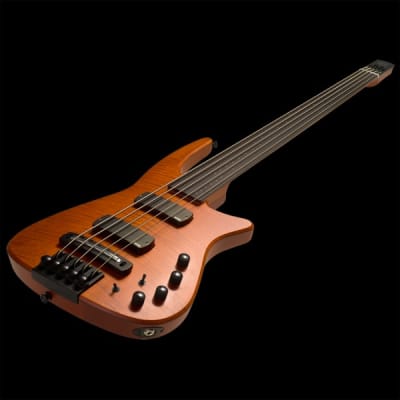NS Design CR5 Radius Bass Guitar - Amber Satin - Fretless image 3