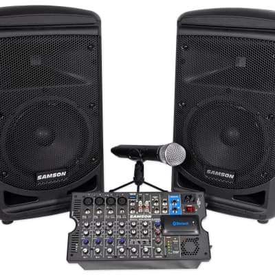 Samson Expedition XP800W 8" Portable PA DJ Speaker System + Rockbar Soundbar image 13