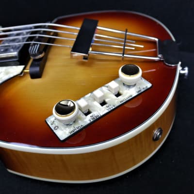 Hofner HCT-500/1L-SB Left Handed Custom Conversion Contemporary Beatle Bass Tea Cups, LaBella Flats & Cream Switches. image 14